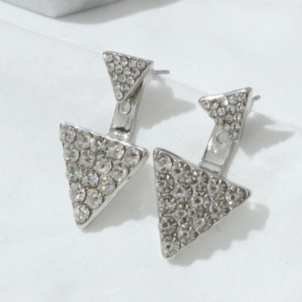 Silver Rhinestone Earrings /3D earrings / Statement Earrings